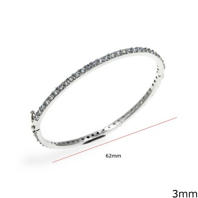 Silver handcuffed Bracelet 925 With Zircon 3mm