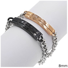 Stainless Steel Tag Bracelet With Chain
