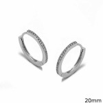 Silver Earrings Hoops With Zircon