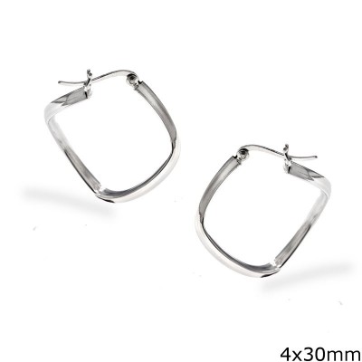 Silver Earrings Hoops Square