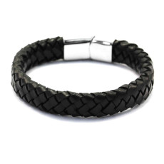 Steel Bracelet With Leather Braid