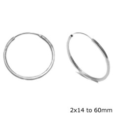 Silver Earrings Hoops Square 60mm
