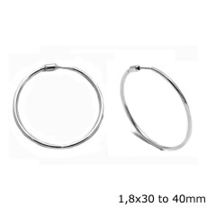 Silver Earrings Hoops 40mm