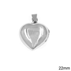 Silver Oval Openable Pendant Heart