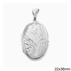 Silver Oval Openable Pendant 22mm