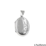 Silver Oval Openable Pendant 17mm