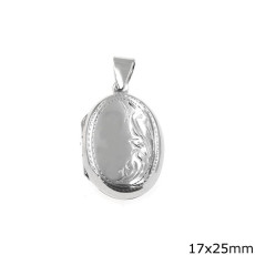 Silver Oval Openable Pendant 17mm