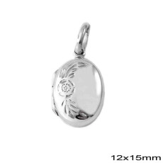 Silver Oval Openable Pendant 12mm