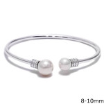 Silver Bracelet 925 Cuff With Pearls