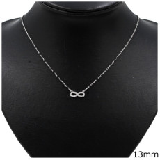 Silver Infinity Necklace With Zircon