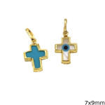 Gold Necklace Cross With Stone